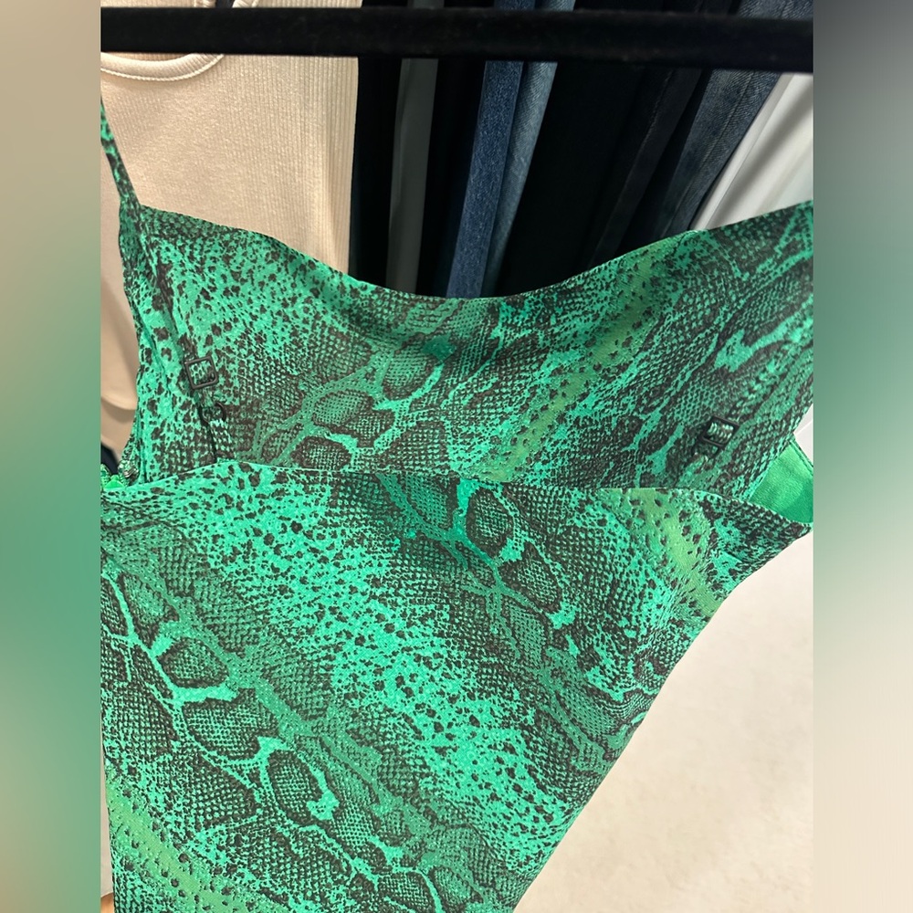 NBD Revolve Maisie Green Snakeskin Cowl Neck Mini Dress | Size S - Picture 14 of 14